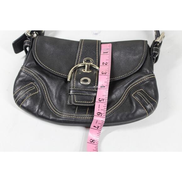 Coach F10188 Vintage Small Soho Black Leather Shoulder Flap Buckle Purse Bag - Picture 8 of 9